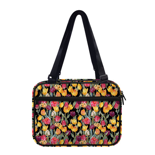 Colorful Watercolor Tulip Pattern Print Double Strap Bible Bag