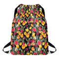 Colorful Watercolor Tulip Pattern Print Drawstring Backpack