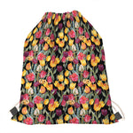 Colorful Watercolor Tulip Pattern Print Drawstring Bag