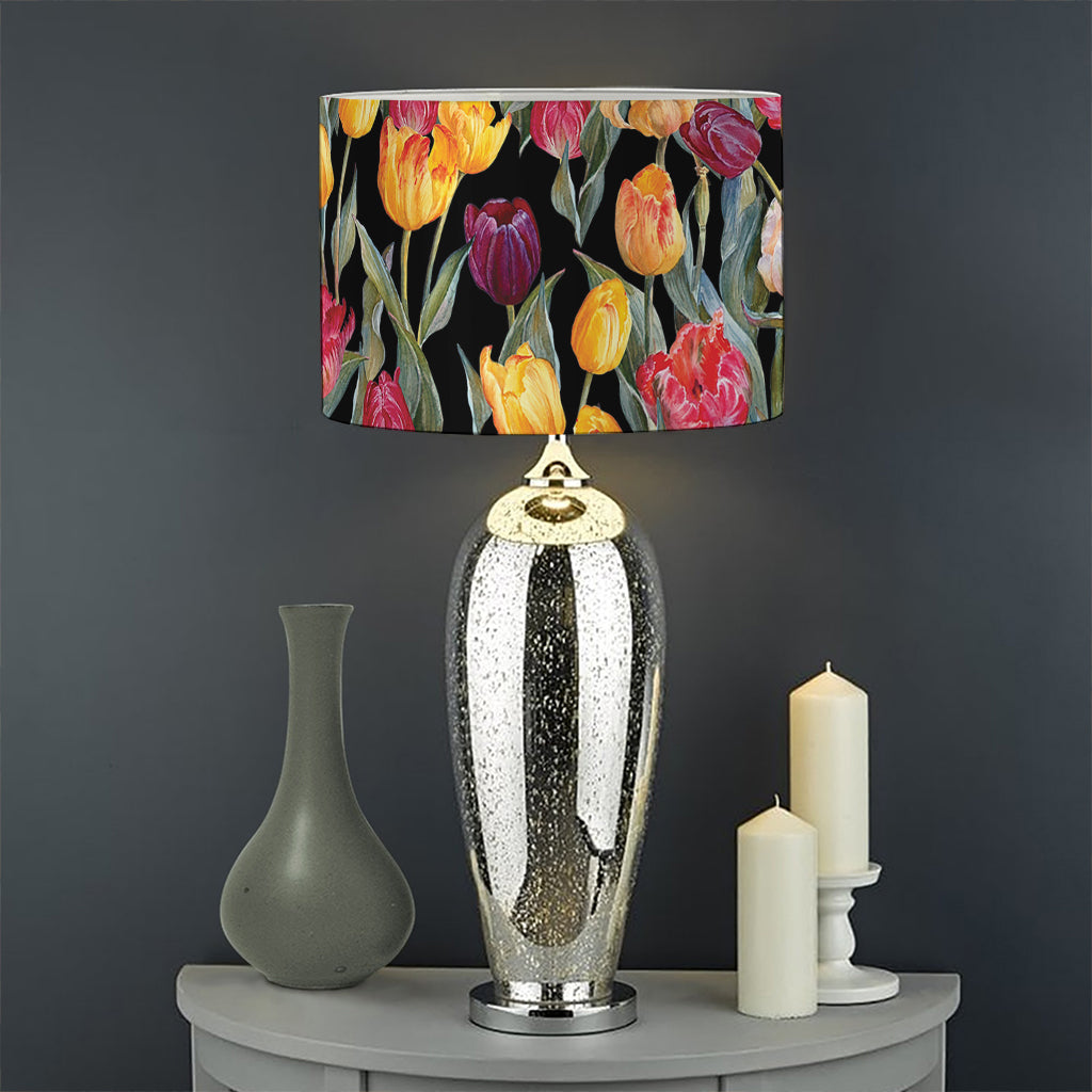 Colorful Watercolor Tulip Pattern Print Drum Lamp Shade