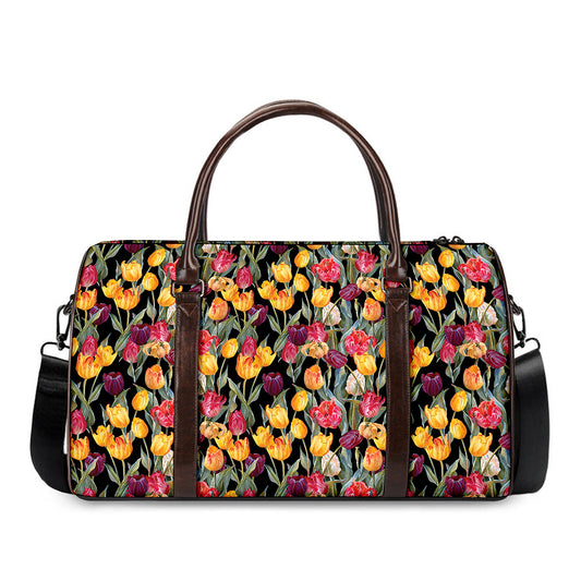 Colorful Watercolor Tulip Pattern Print Duffle Bag
