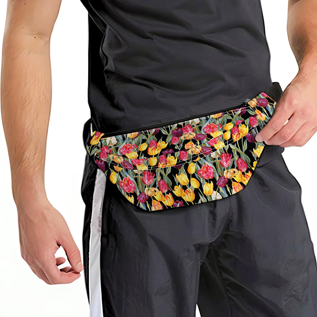 Colorful Watercolor Tulip Pattern Print Fanny Pack