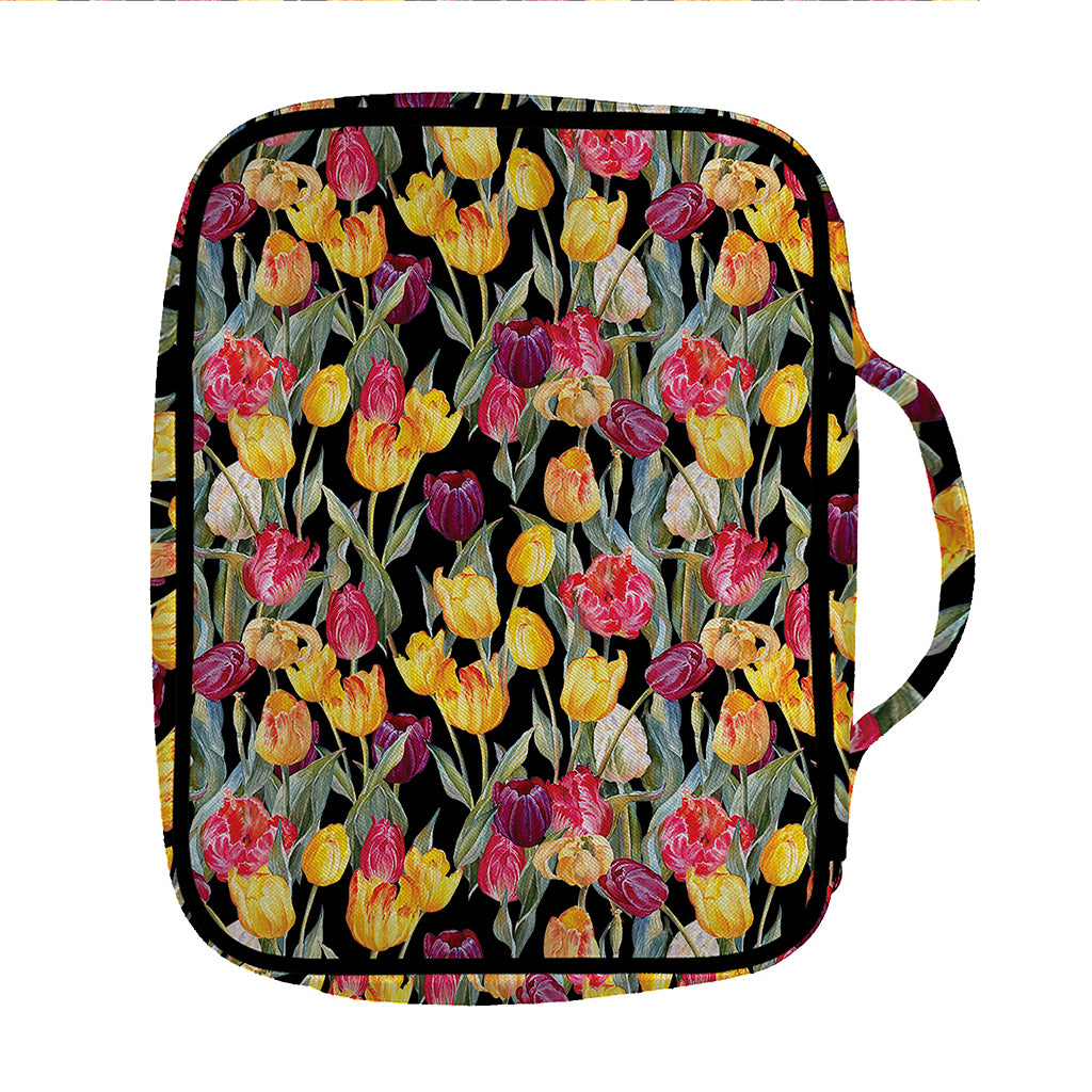 Colorful Watercolor Tulip Pattern Print Front Pocket Bible Bag