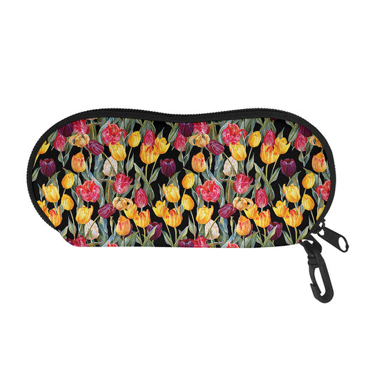 Colorful Watercolor Tulip Pattern Print Glasses Case