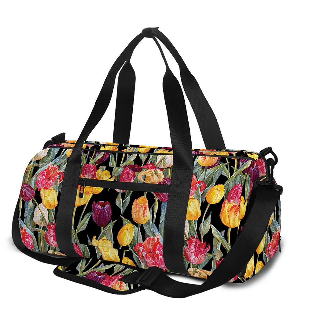 Colorful Watercolor Tulip Pattern Print Gym Bag