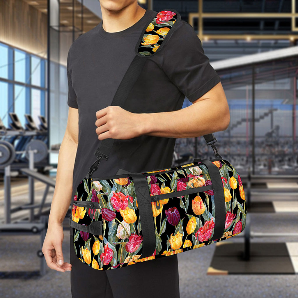 Colorful Watercolor Tulip Pattern Print Gym Bag