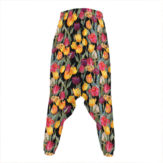Colorful Watercolor Tulip Pattern Print Hammer Pants