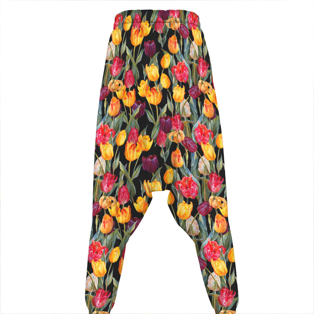 Colorful Watercolor Tulip Pattern Print Hammer Pants