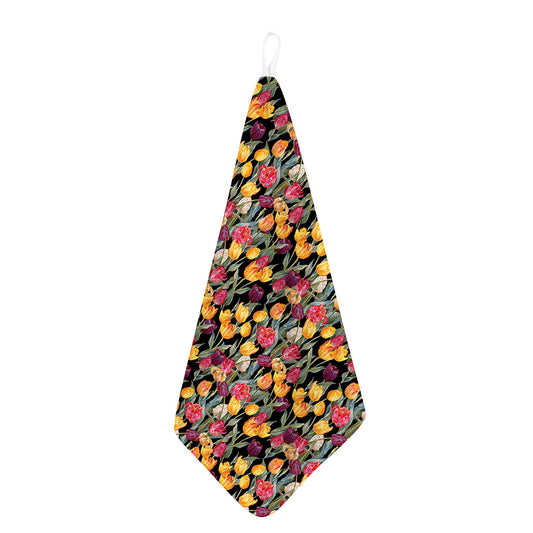 Colorful Watercolor Tulip Pattern Print Hand Towel