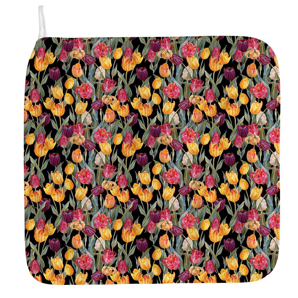 Colorful Watercolor Tulip Pattern Print Hand Towel