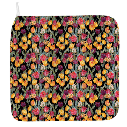 Colorful Watercolor Tulip Pattern Print Hand Towel