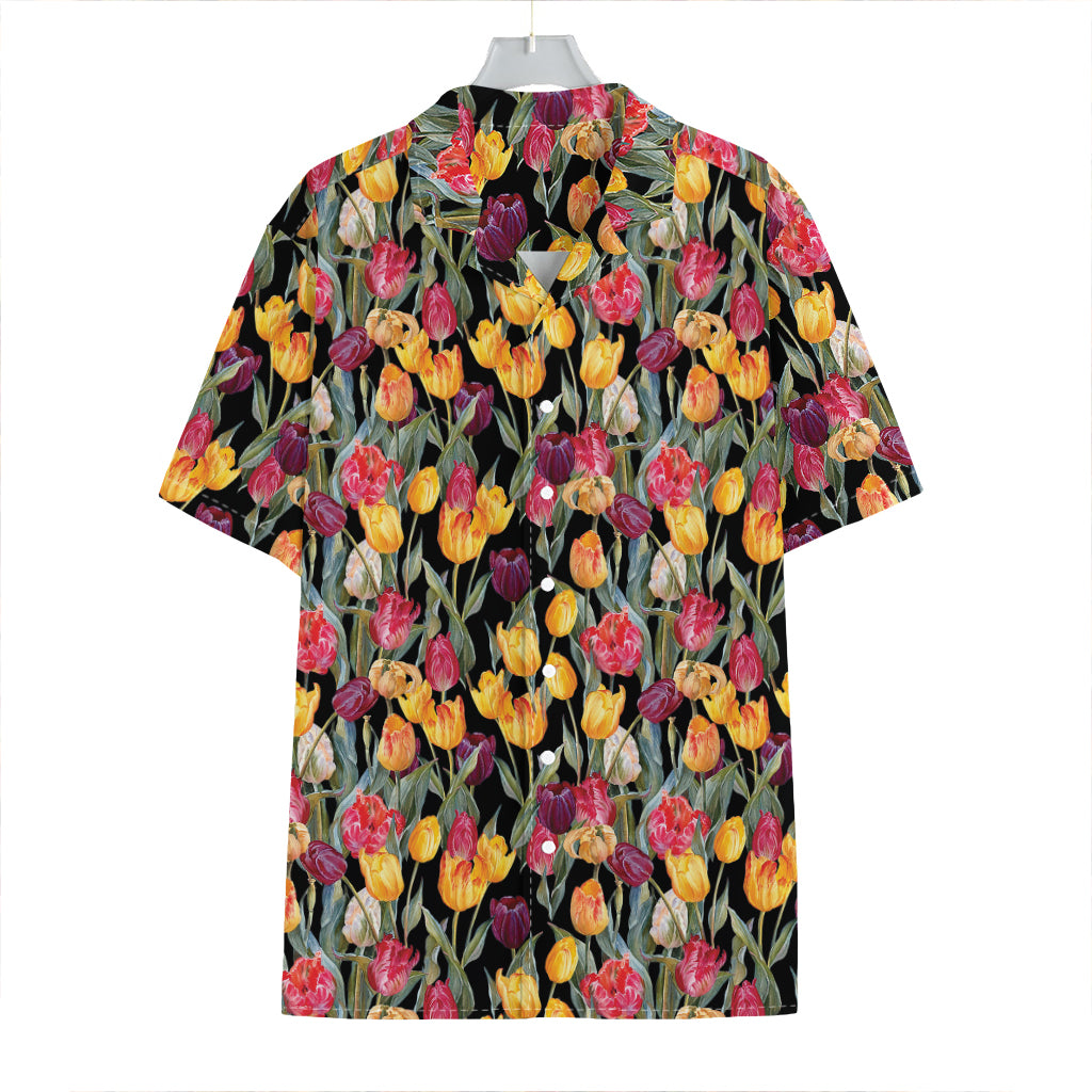 Colorful Watercolor Tulip Pattern Print Hawaiian Shirt