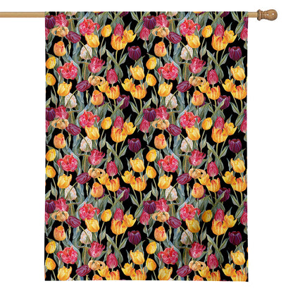 Colorful Watercolor Tulip Pattern Print House Flag