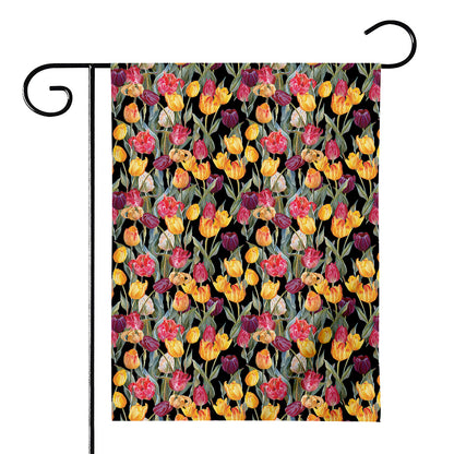 Colorful Watercolor Tulip Pattern Print House Flag