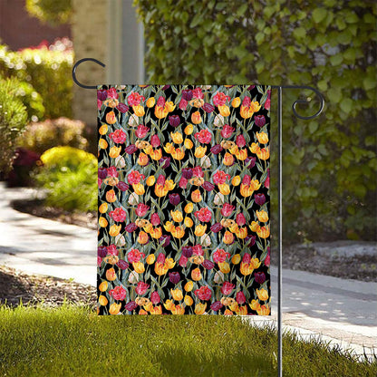 Colorful Watercolor Tulip Pattern Print House Flag