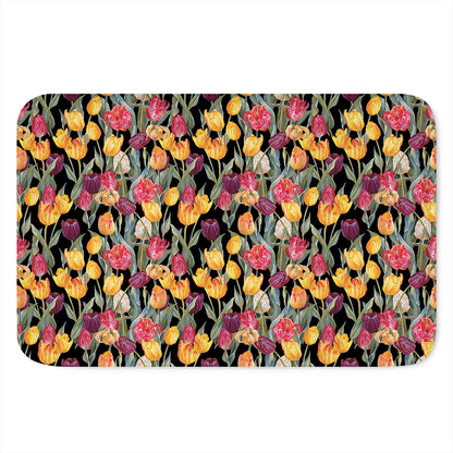 Colorful Watercolor Tulip Pattern Print Indoor Door Mat