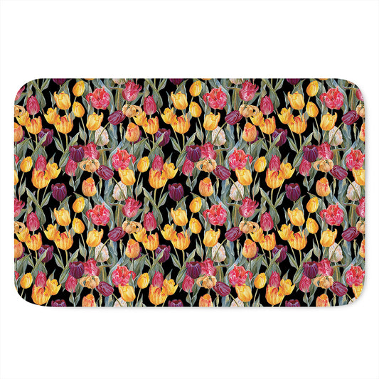 Colorful Watercolor Tulip Pattern Print Indoor Door Mat