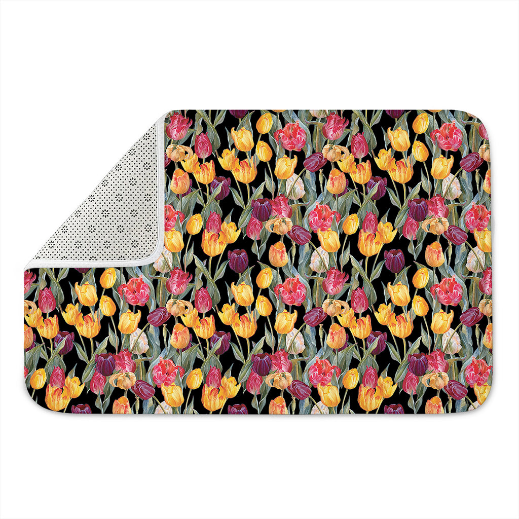 Colorful Watercolor Tulip Pattern Print Indoor Door Mat