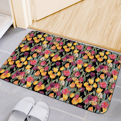 Colorful Watercolor Tulip Pattern Print Indoor Door Mat