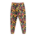 Colorful Watercolor Tulip Pattern Print Jogger Pants