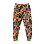 Colorful Watercolor Tulip Pattern Print Jogger Pants