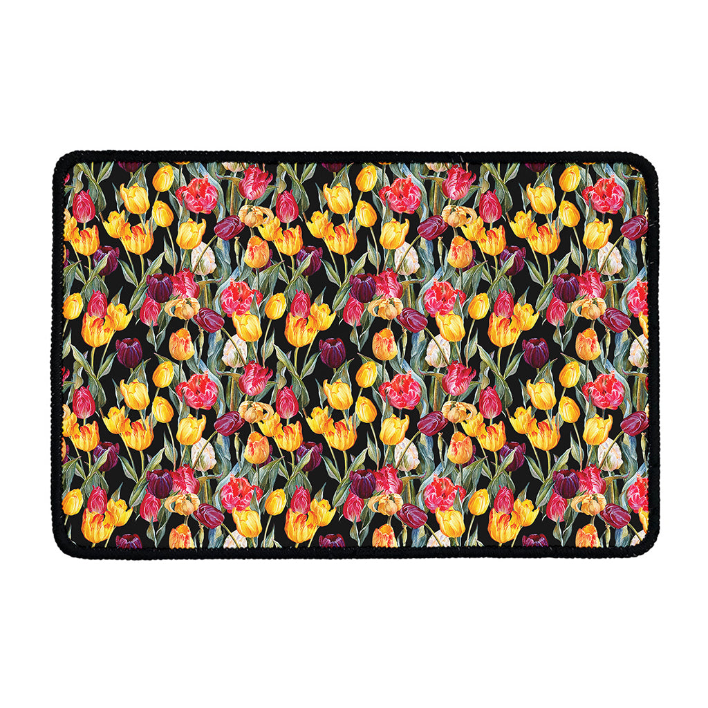 Colorful Watercolor Tulip Pattern Print Kitchen Mat
