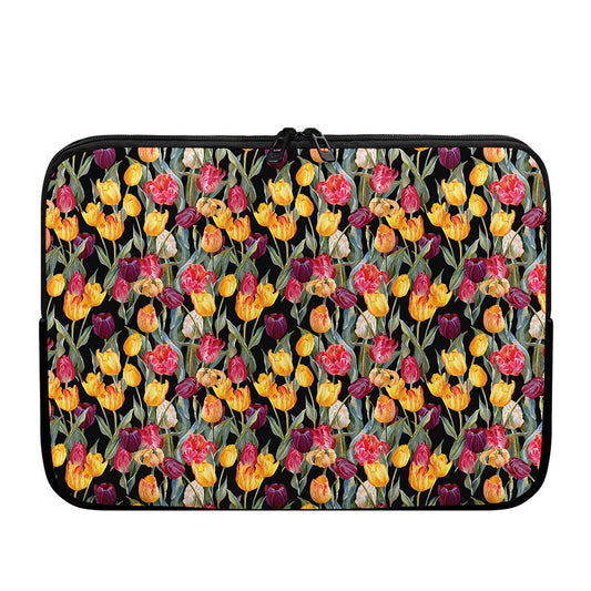 Colorful Watercolor Tulip Pattern Print Laptop Sleeve