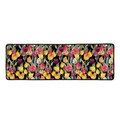 Colorful Watercolor Tulip Pattern Print Long Kitchen Mat