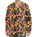 Colorful Watercolor Tulip Pattern Print Long Sleeve Baseball Jersey