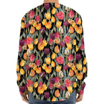 Colorful Watercolor Tulip Pattern Print Long Sleeve Baseball Jersey