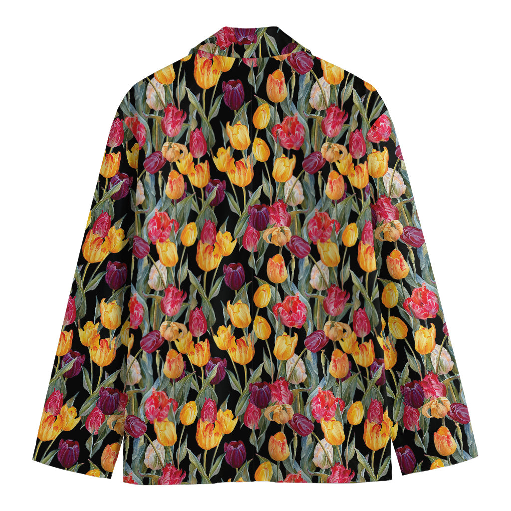 Colorful Watercolor Tulip Pattern Print Men's Blazer