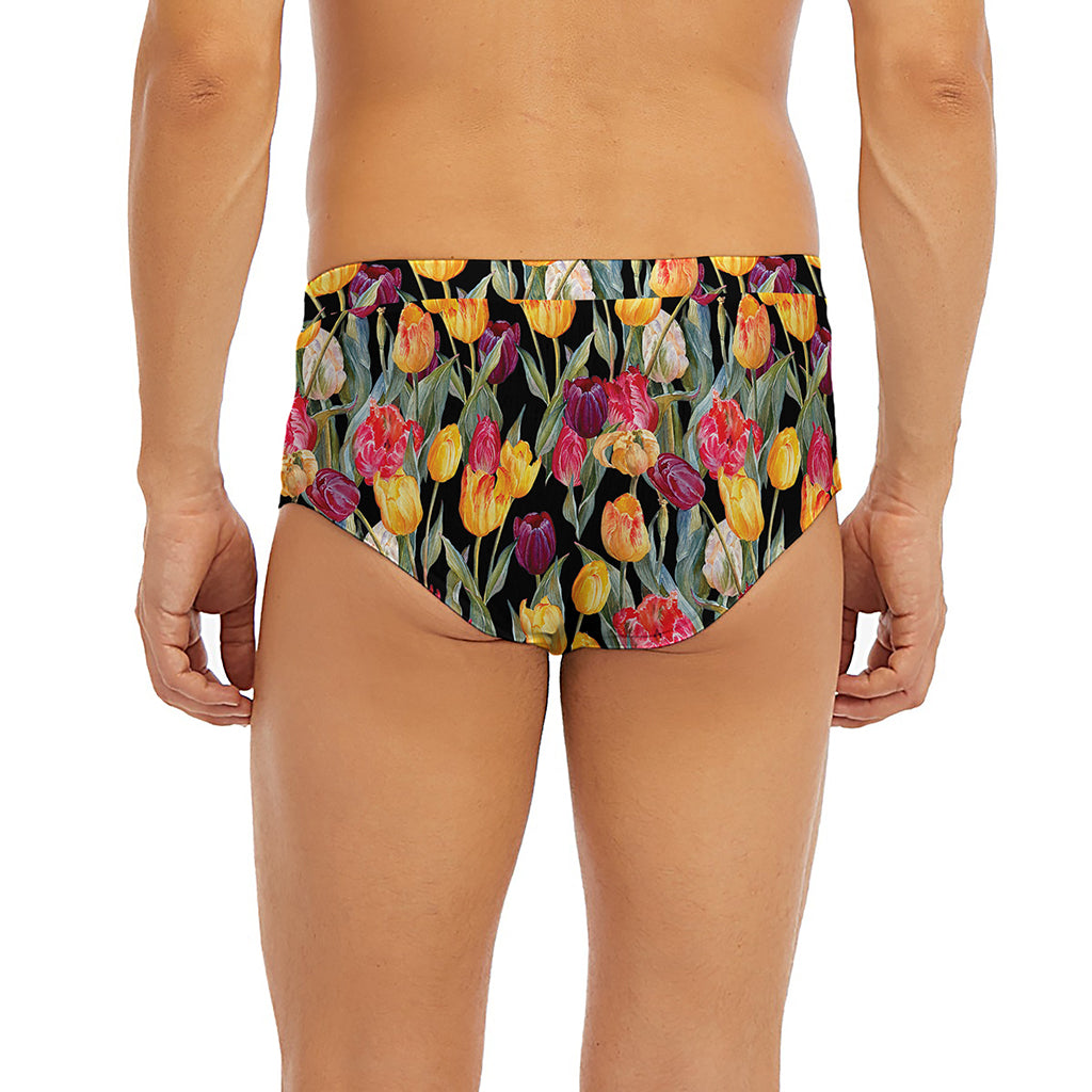 Colorful Watercolor Tulip Pattern Print Men's Briefs