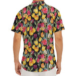 Colorful Watercolor Tulip Pattern Print Men's Deep V-Neck Shirt