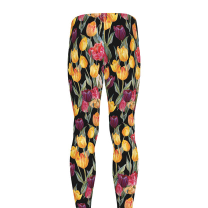 Colorful Watercolor Tulip Pattern Print Men's leggings