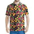 Colorful Watercolor Tulip Pattern Print Men's Polo Shirt