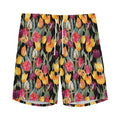 Colorful Watercolor Tulip Pattern Print Men's Athletic Shorts