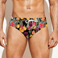 Colorful Watercolor Tulip Pattern Print Men's Swim Briefs