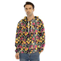 Colorful Watercolor Tulip Pattern Print Men's Velvet Pullover Hoodie