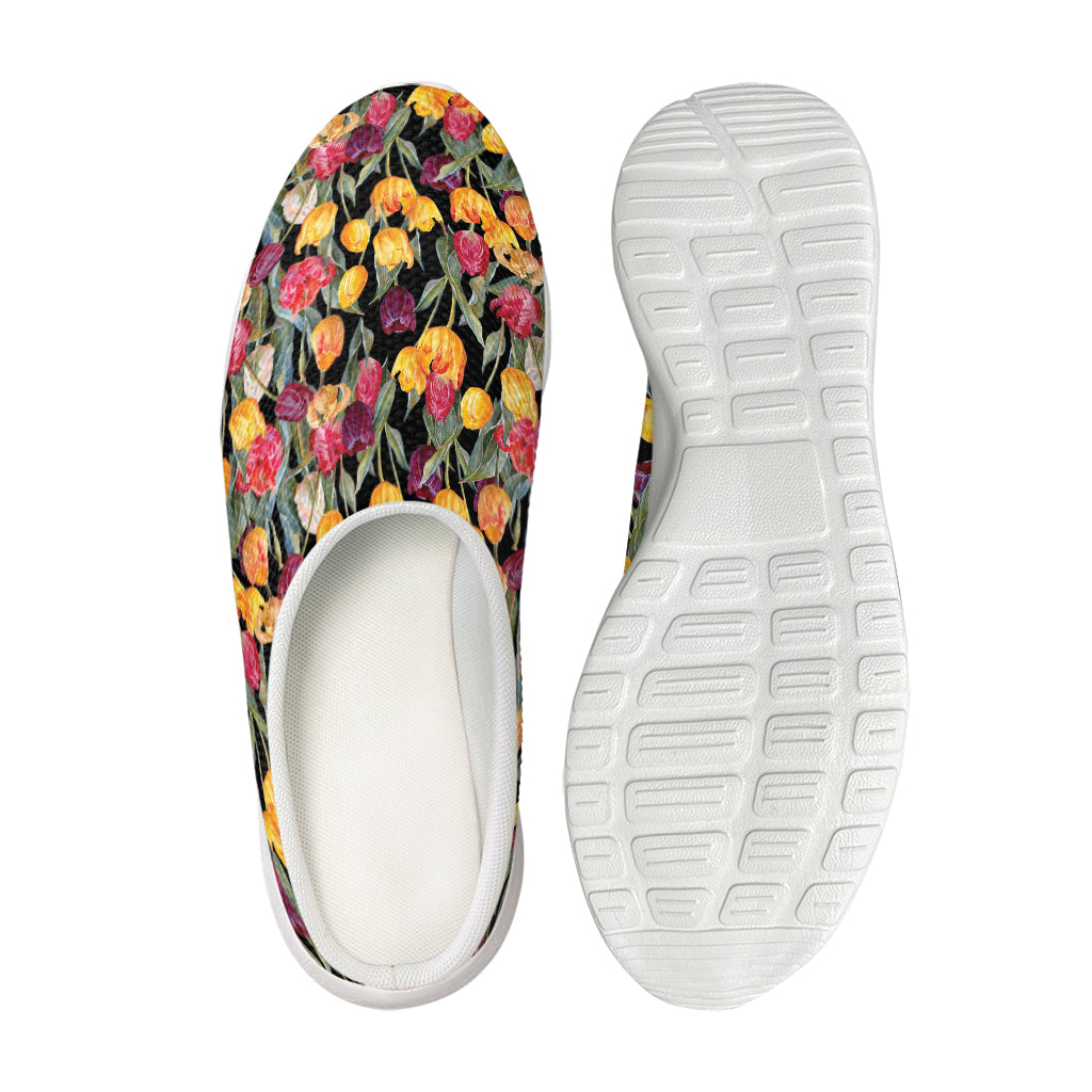 Colorful Watercolor Tulip Pattern Print Mesh Casual Shoes