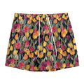 Colorful Watercolor Tulip Pattern Print Mesh Shorts