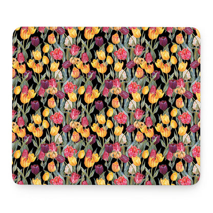 Colorful Watercolor Tulip Pattern Print Mouse Pad