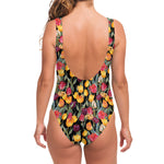Colorful Watercolor Tulip Pattern Print One Piece Swimsuit