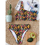 Colorful Watercolor Tulip Pattern Print One Shoulder Bikini Top