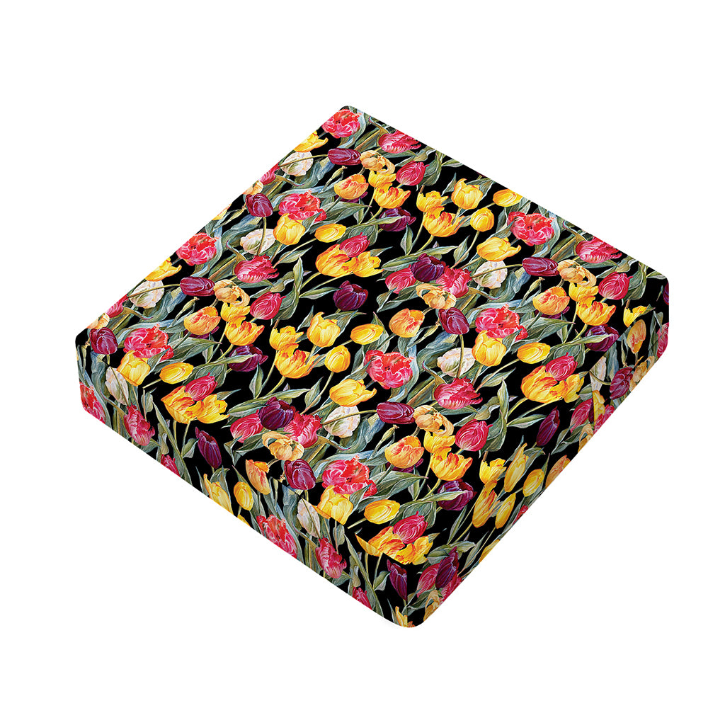 Colorful Watercolor Tulip Pattern Print Outdoor Seat Cushion Cover