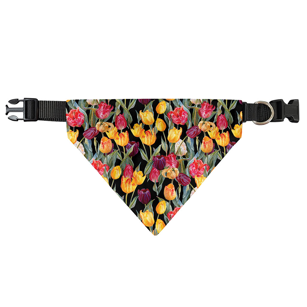 Colorful Watercolor Tulip Pattern Print Over The Collar Dog Bandana