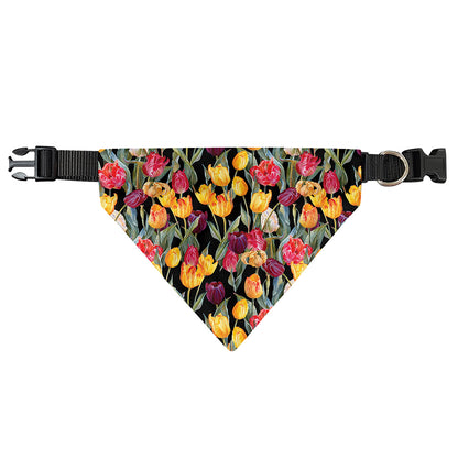Colorful Watercolor Tulip Pattern Print Over The Collar Dog Bandana