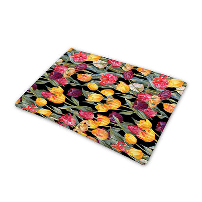 Colorful Watercolor Tulip Pattern Print Pet Cooling Mat Cover