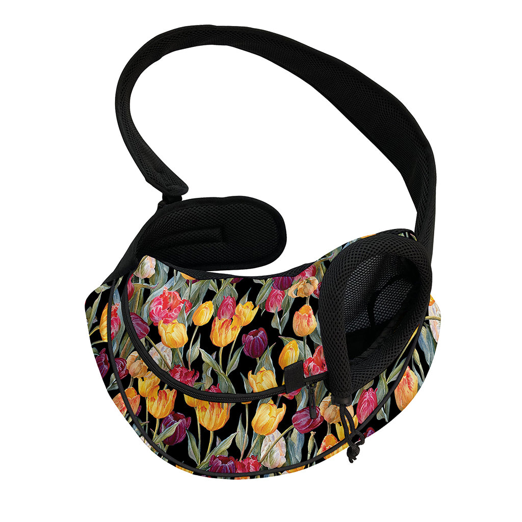 Colorful Watercolor Tulip Pattern Print Pet Sling Carrier