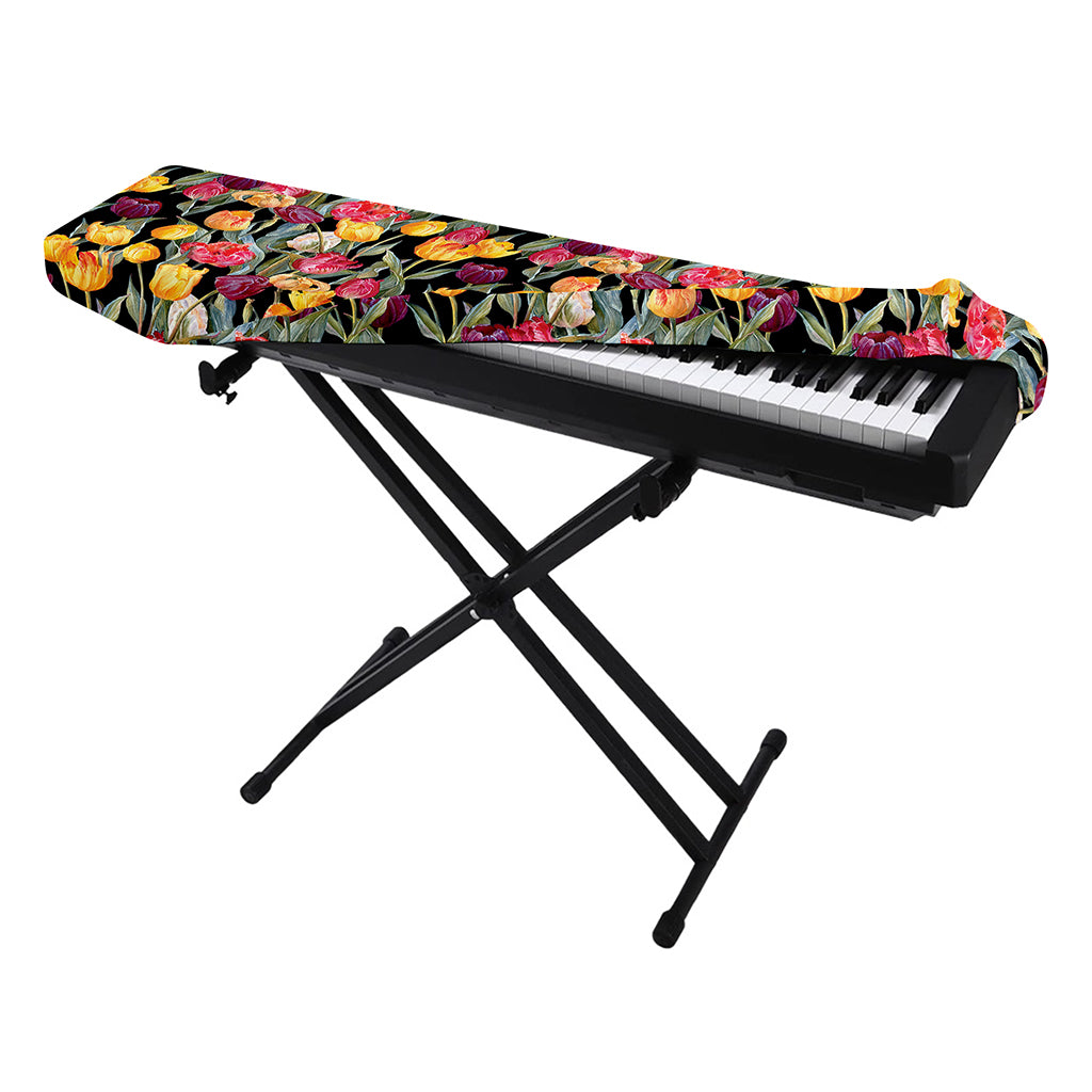 Colorful Watercolor Tulip Pattern Print Piano Keyboard Cover