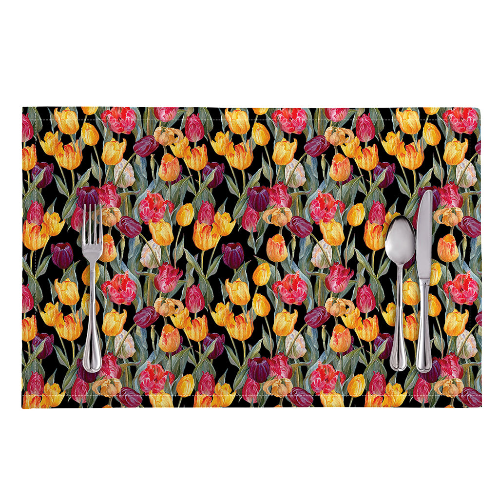 Colorful Watercolor Tulip Pattern Print Placemat